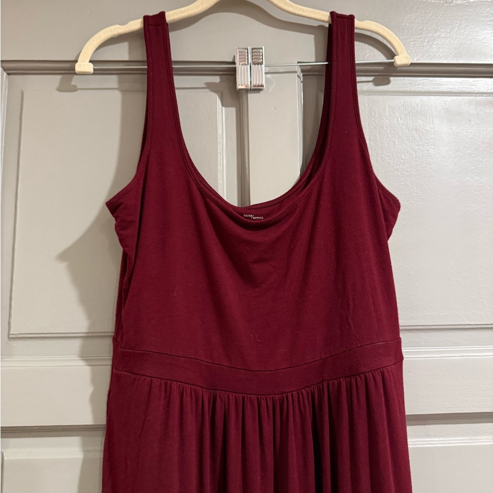 Daily Ritual Red Ruched Maxi Sundress - Picture 3 of 6